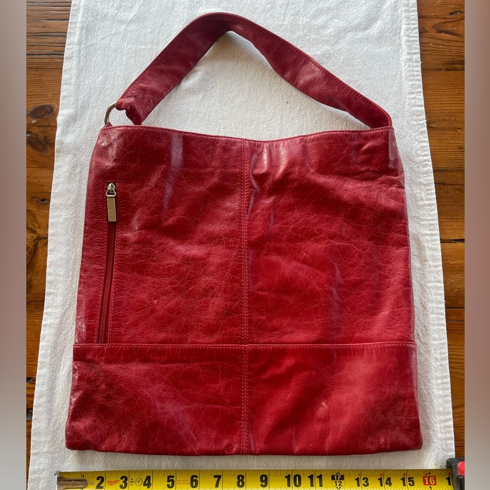 HOBO Red Leather Shoulder Bag with Vintage Charm